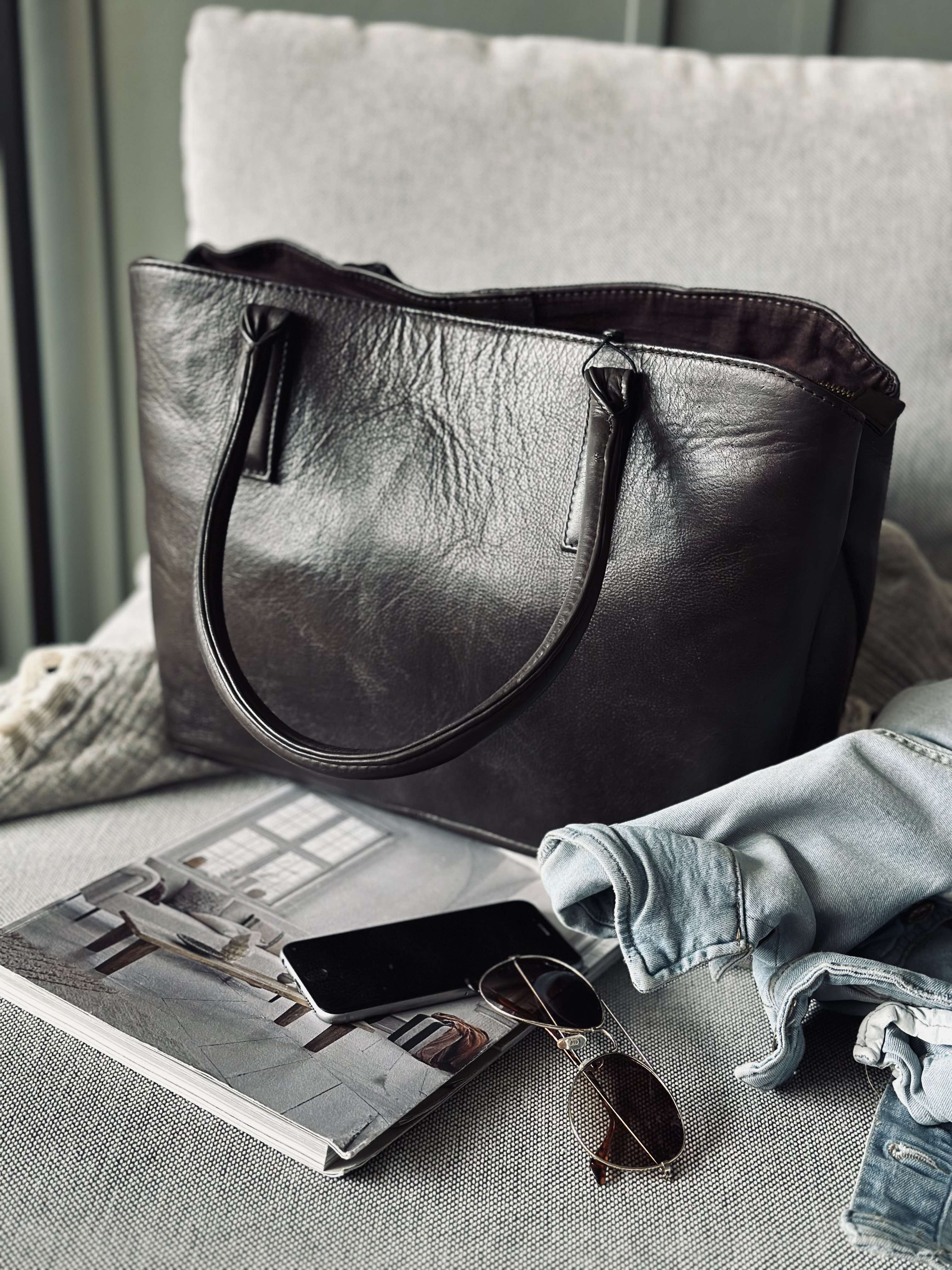 Arbejdstaske / shopper Brown  – Soft leather - Image 5