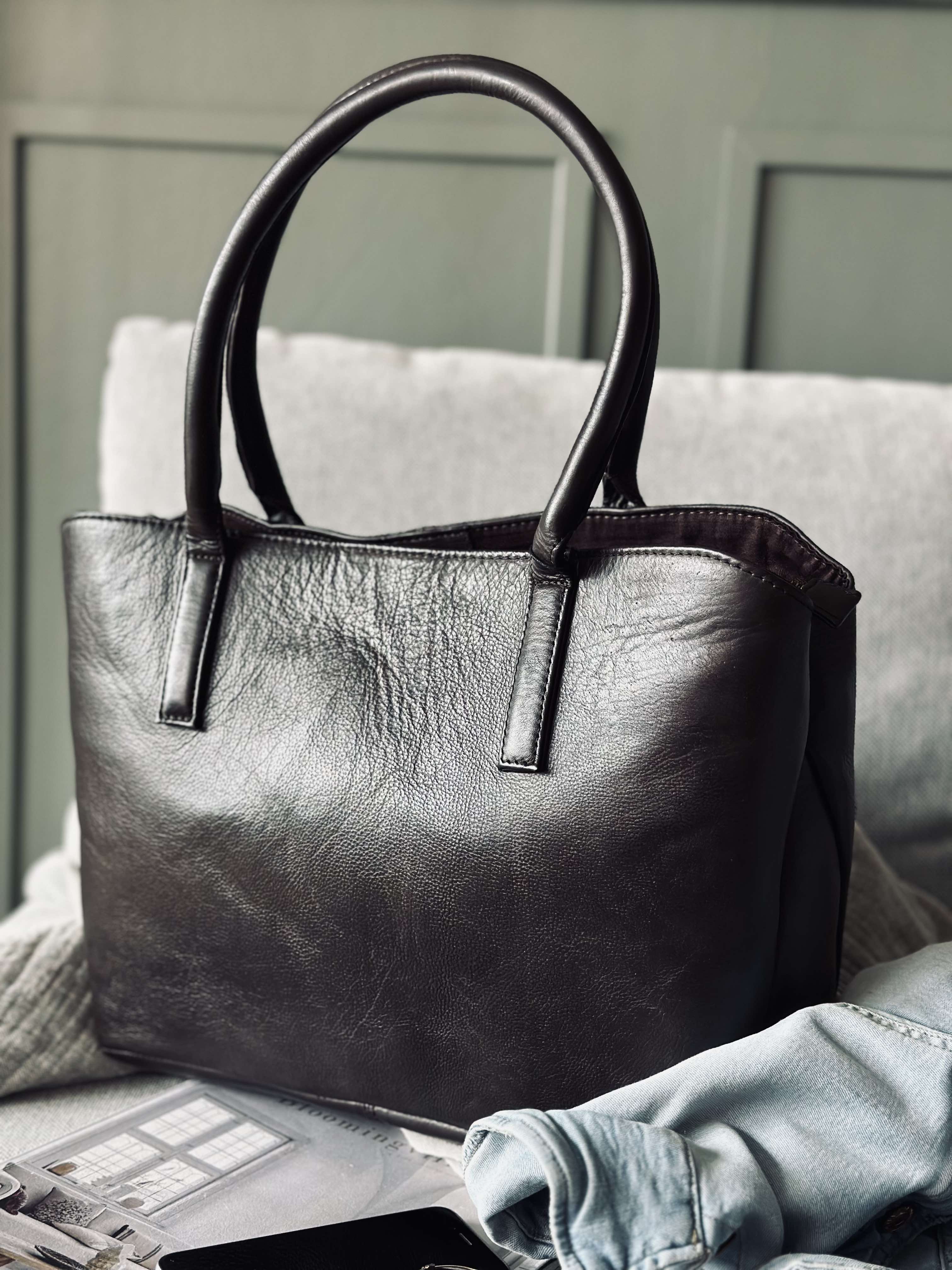 Arbejdstaske / shopper Brown  – Soft leather - Image 7