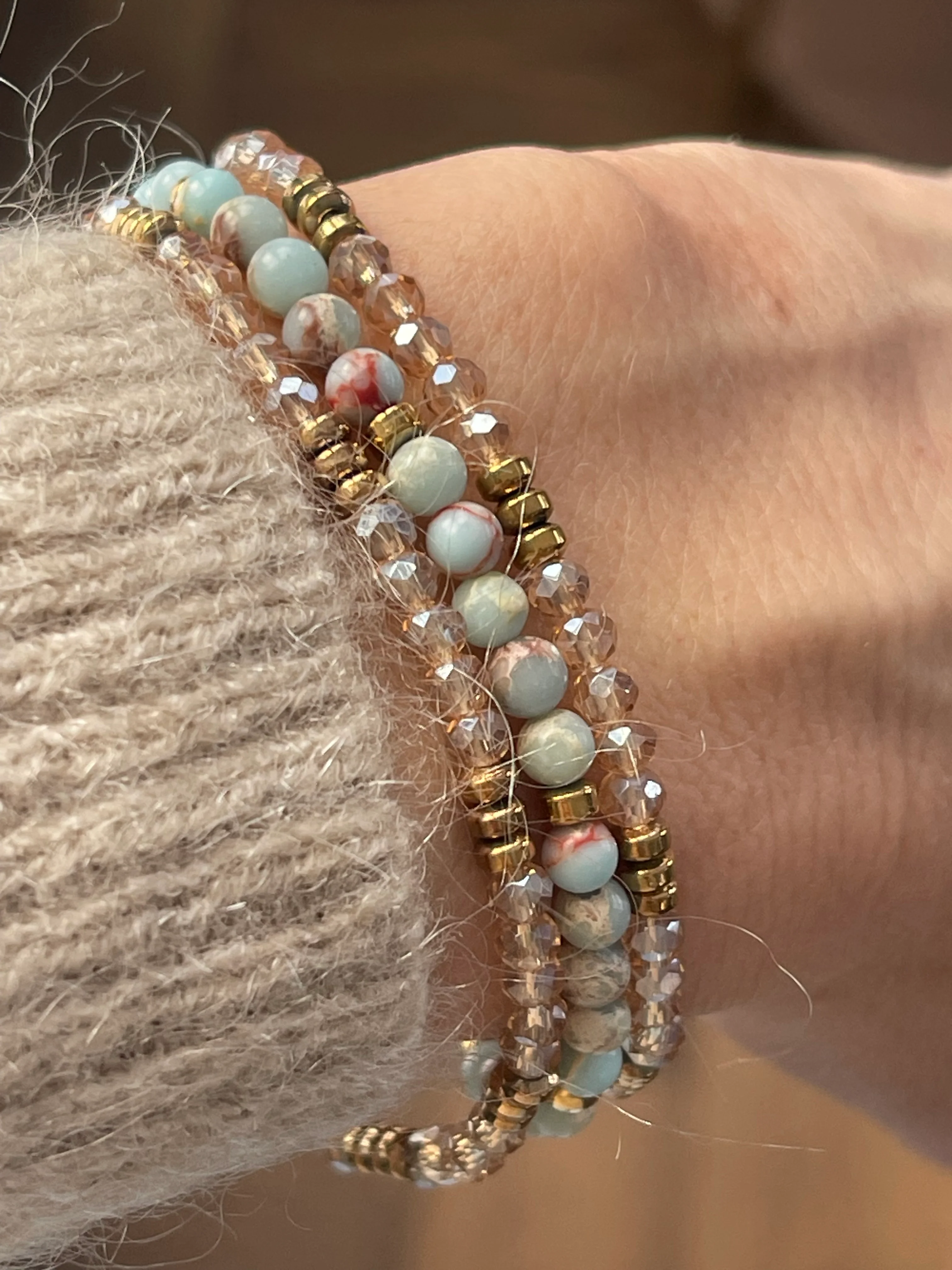 Armbånd Leah Sea Breeze/Natur – Sæt med 3 stk - Image 2