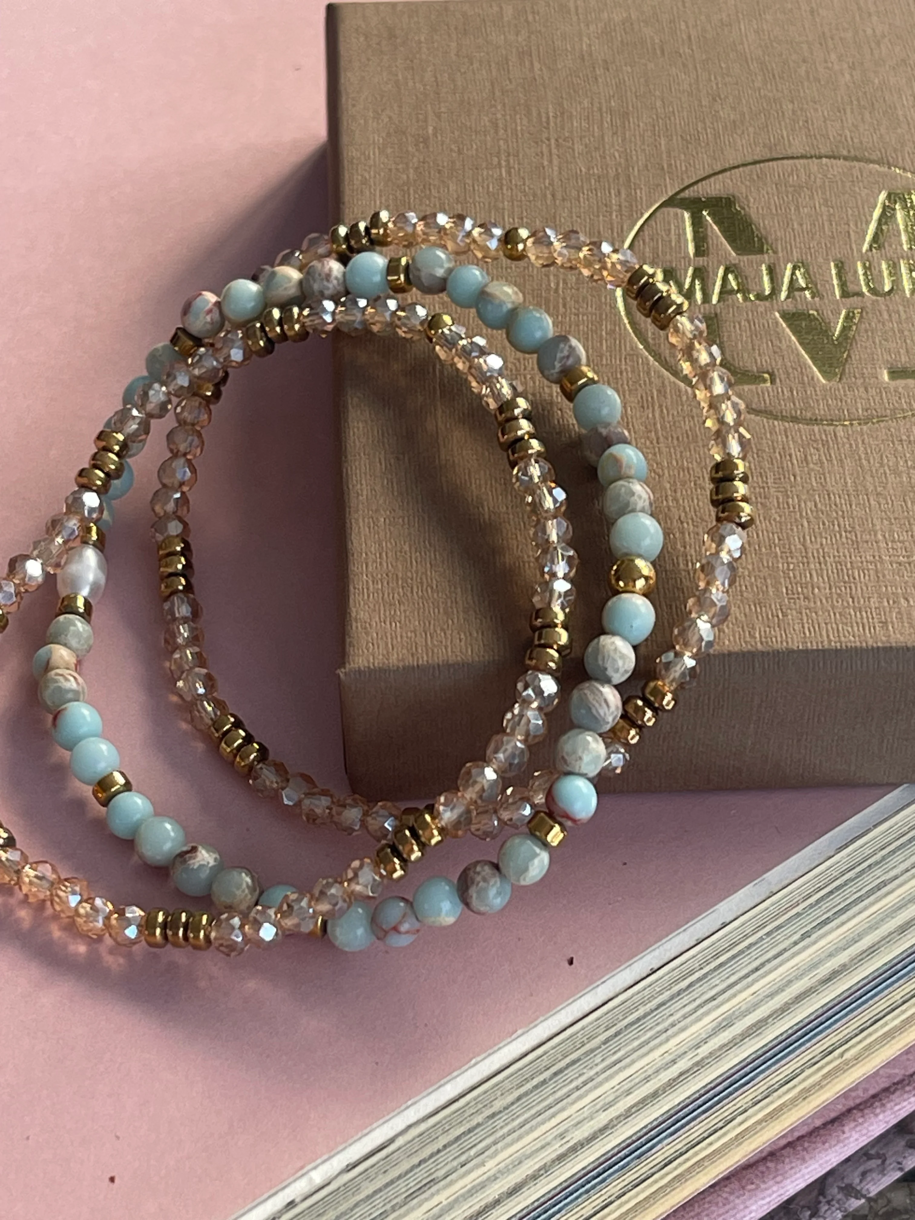 Armbånd Leah Sea Breeze/Natur – Sæt med 3 stk - Image 3