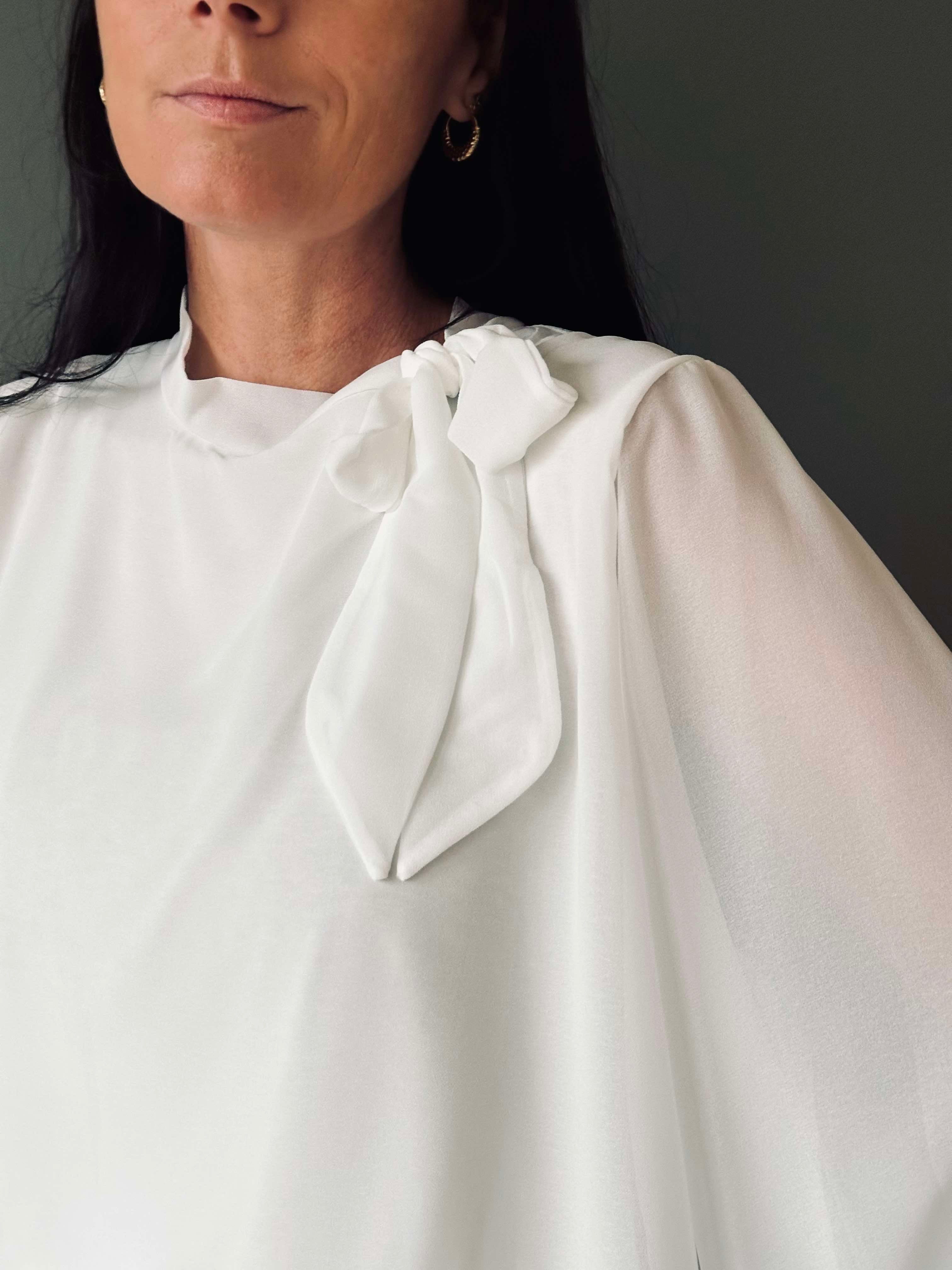 Bluse m. Sløjfe - White - Image 7