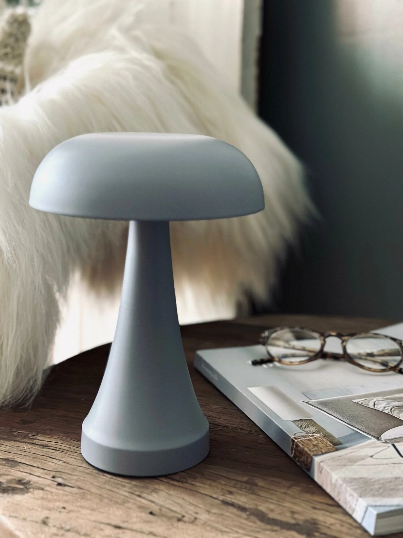 Bordlampe genopladelig – Mushroom Grå - Image 4