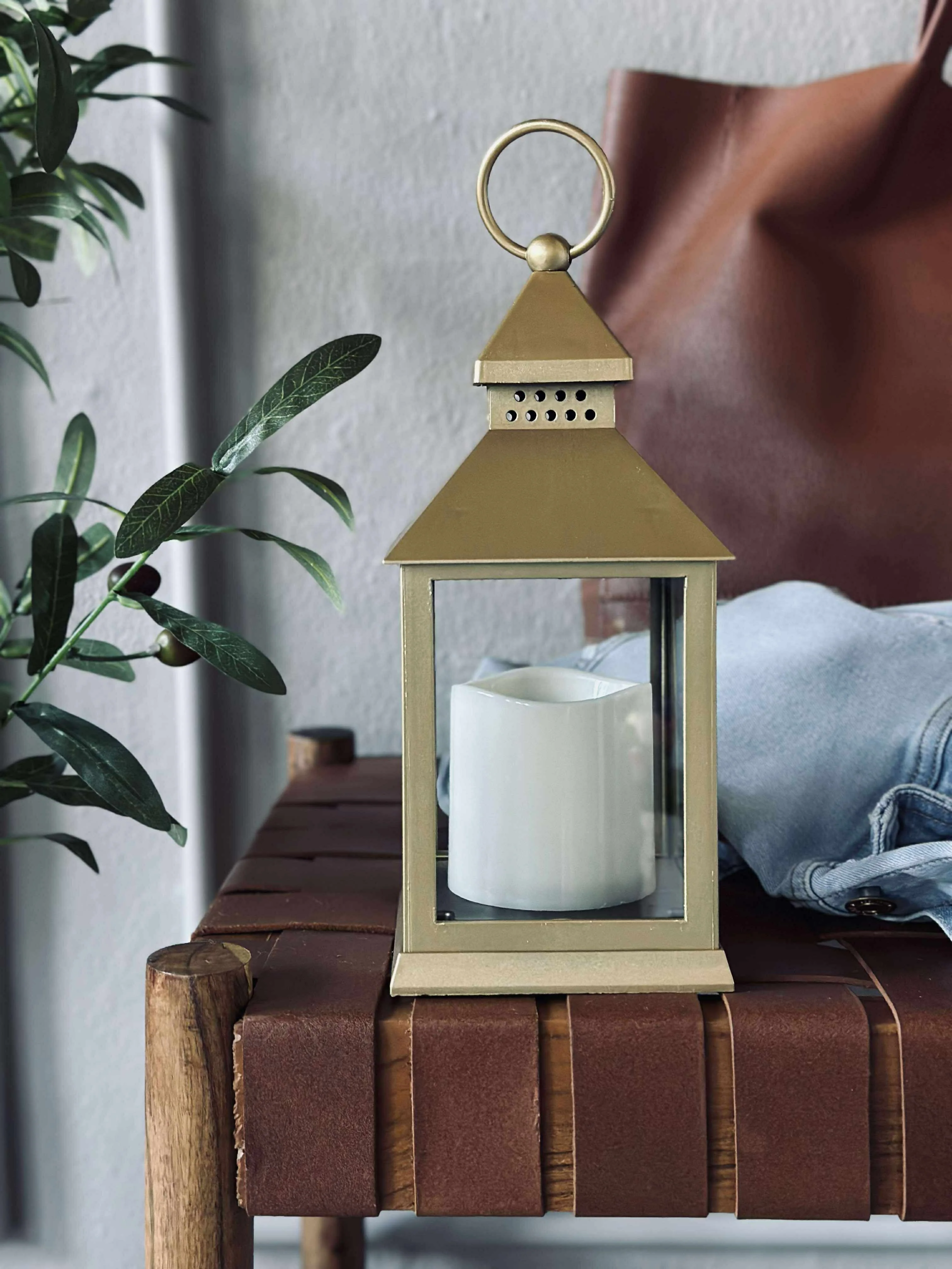 Lanterne m. Timer - Gold