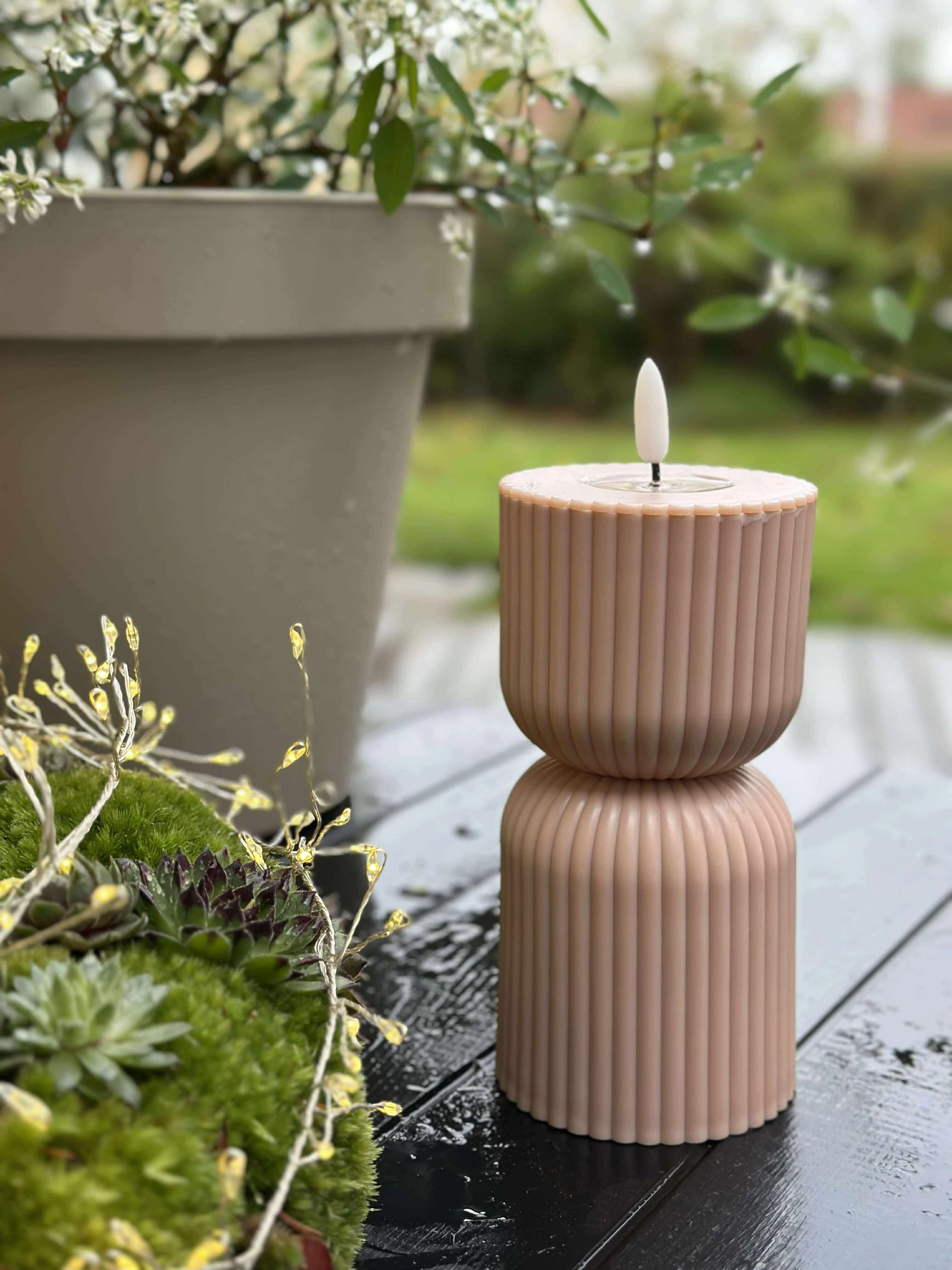LED Bloklys Rosa/Beige timeglas - Udendørs - Image 11