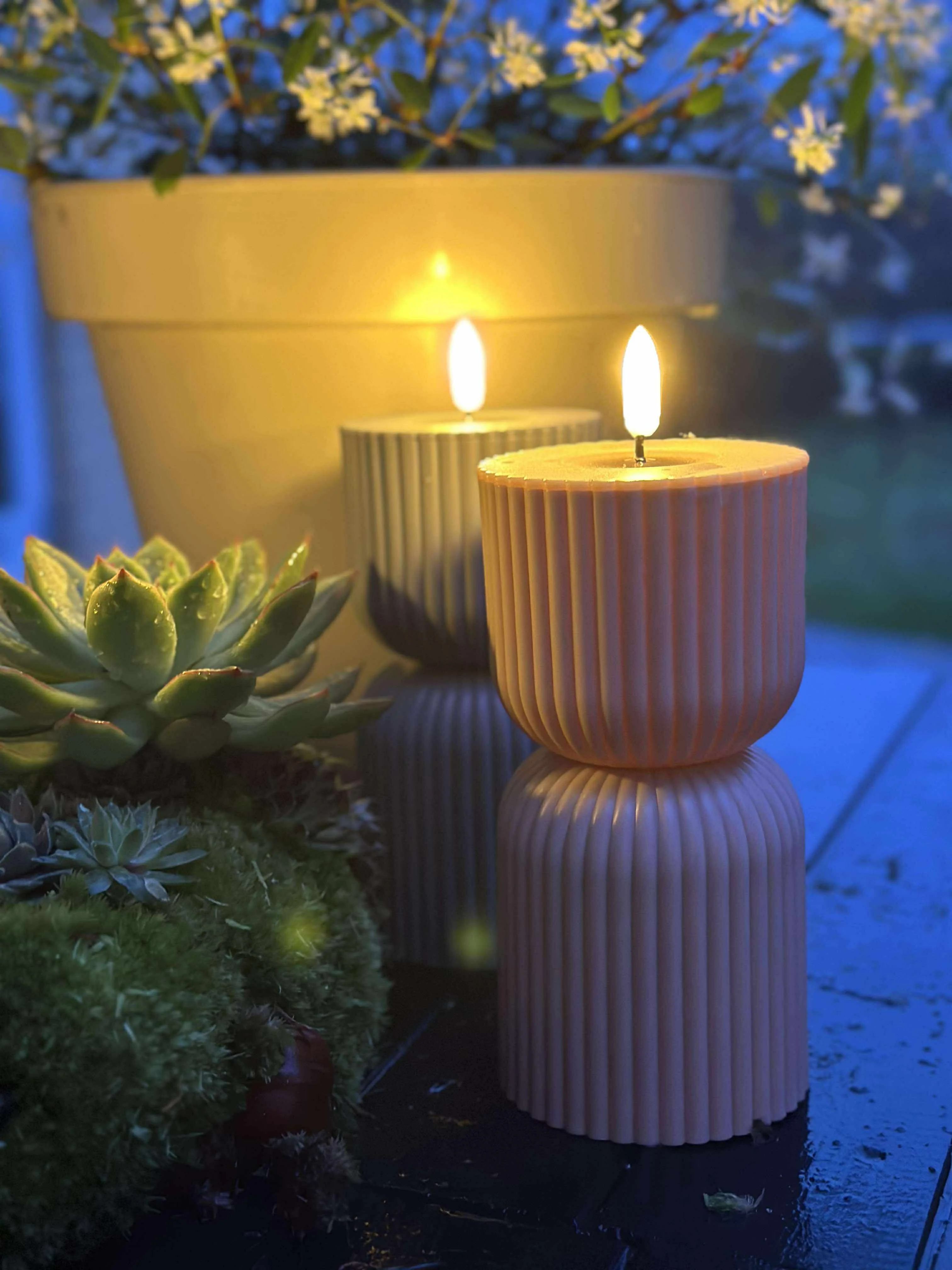 LED Bloklys Rosa/Beige timeglas - Udendørs - Image 3