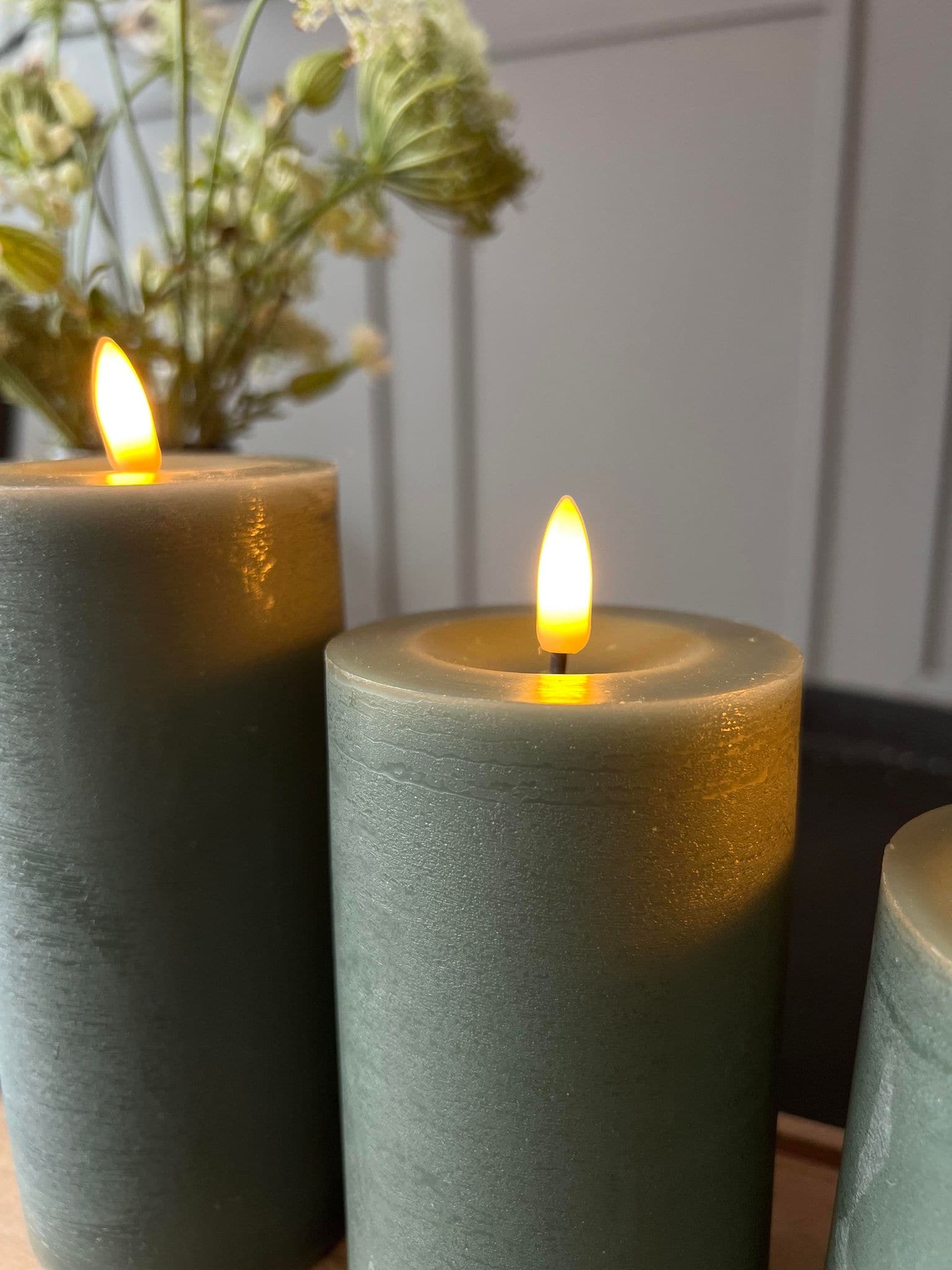 LED Bloklys Grøn - Sæt af 3 stk med fjernbetjening - Image 2