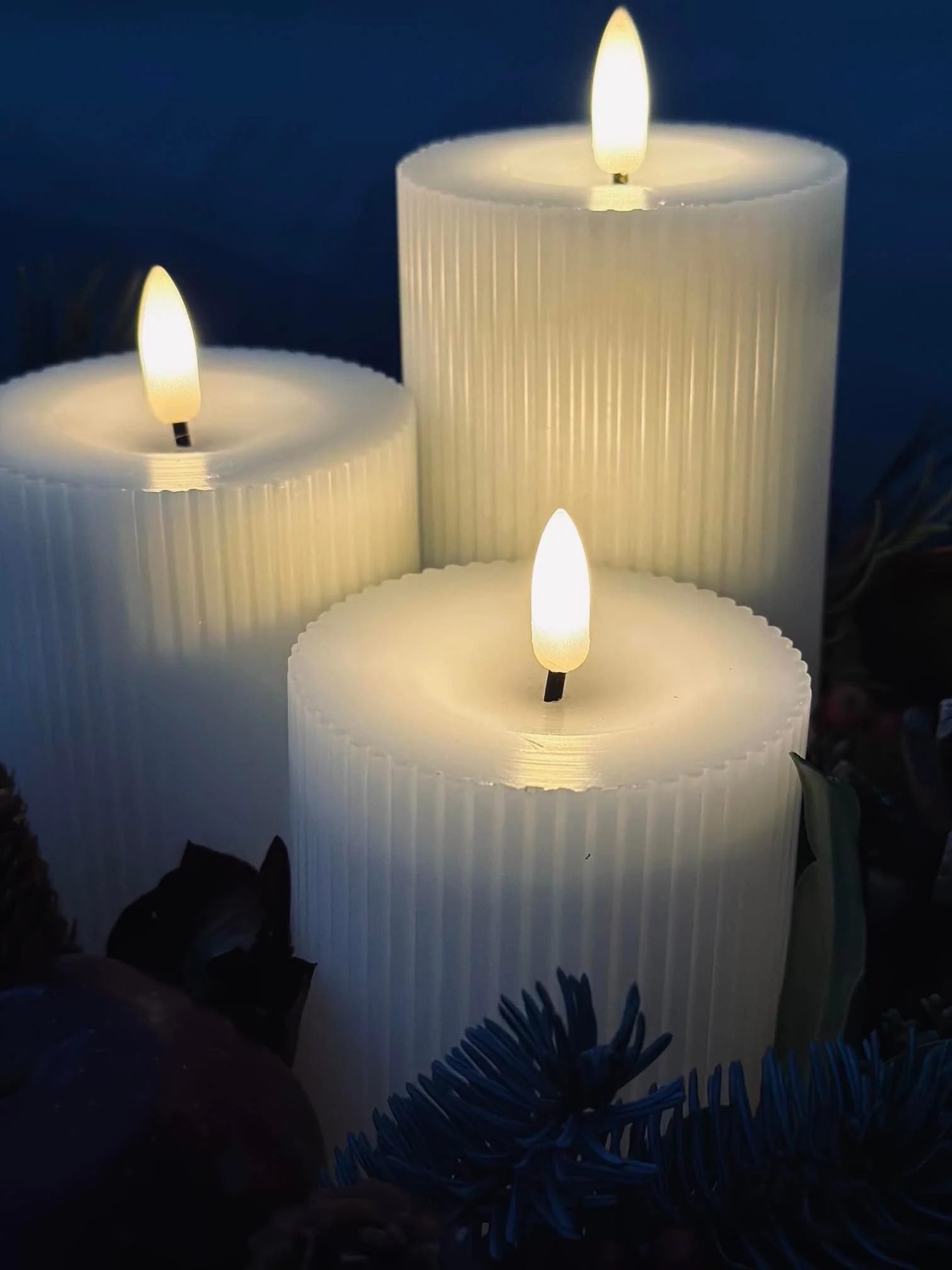LED Bloklys med riller - Sæt af 3 stk ink fjernbetjening - Image 8