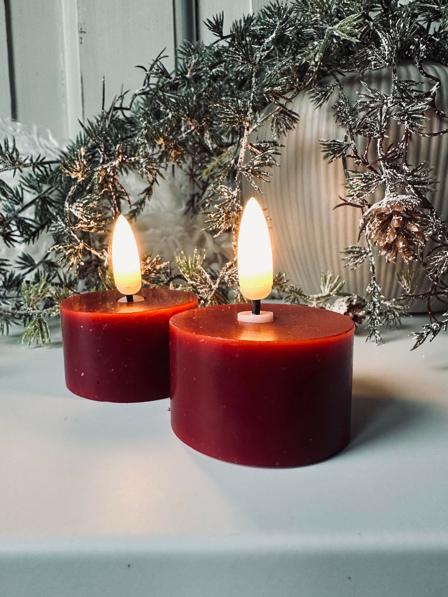LED Fyrfadslys 2 stk - Rød voks