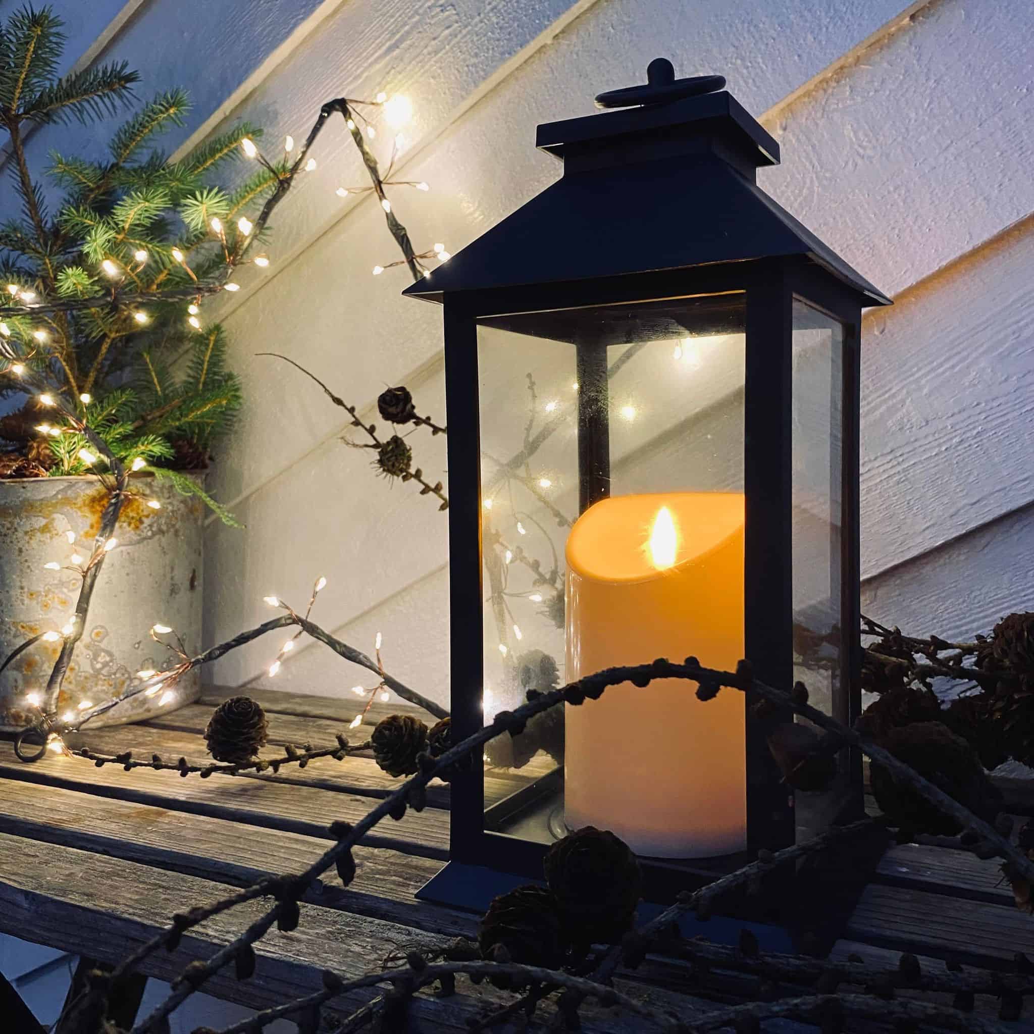 LED Lanterne med Bloklys og timer - Godkendt til inde og ude - Image 5