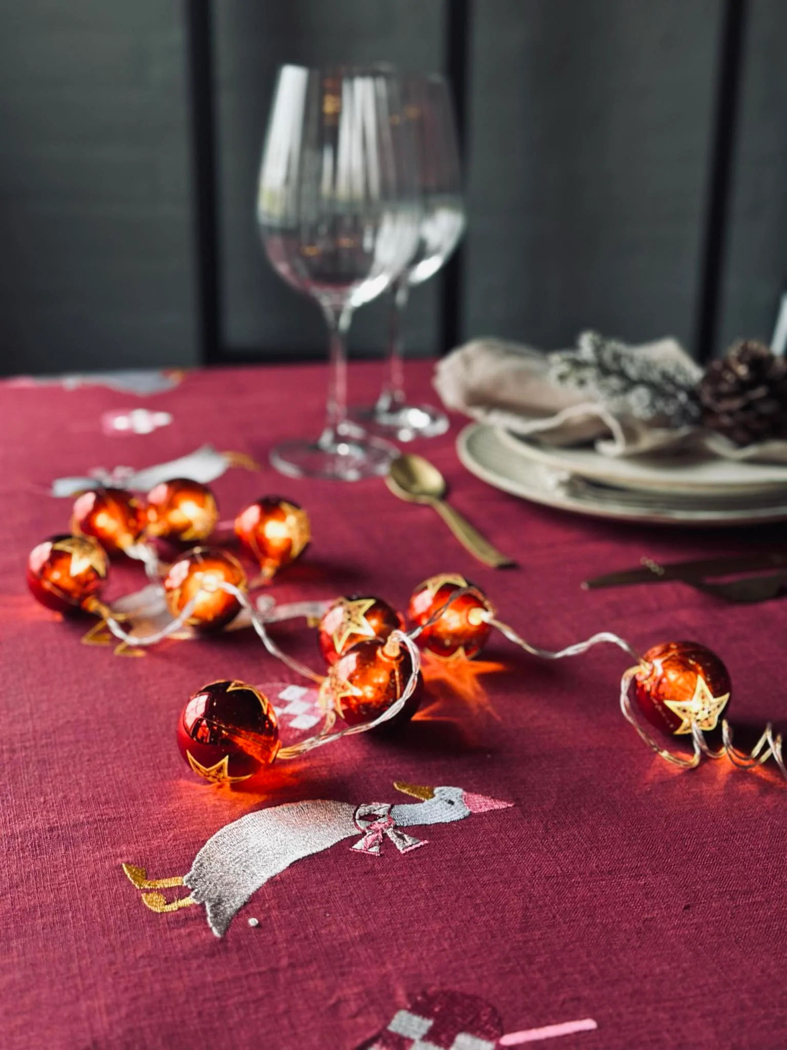 Lyskæde med små julekugler - Image 9