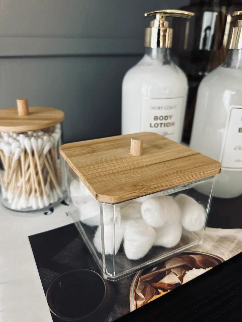 Makeup organizer - Akryl med bambuslåg - Image 2