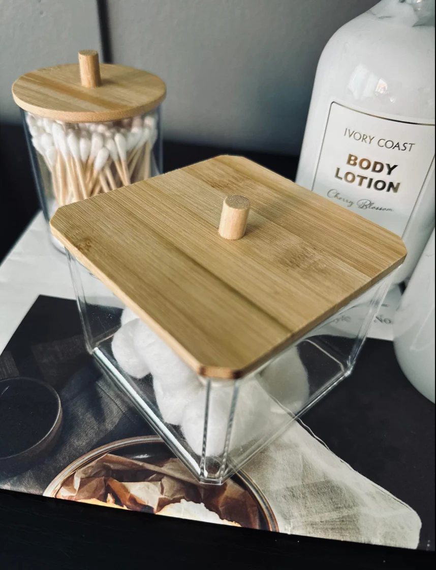 Makeup organizer - Akryl med bambuslåg - Image 3