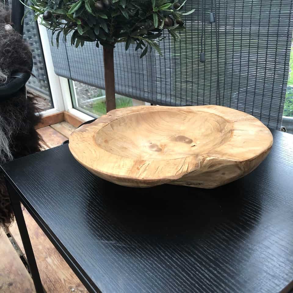 Teak træskål – Stor - Image 5