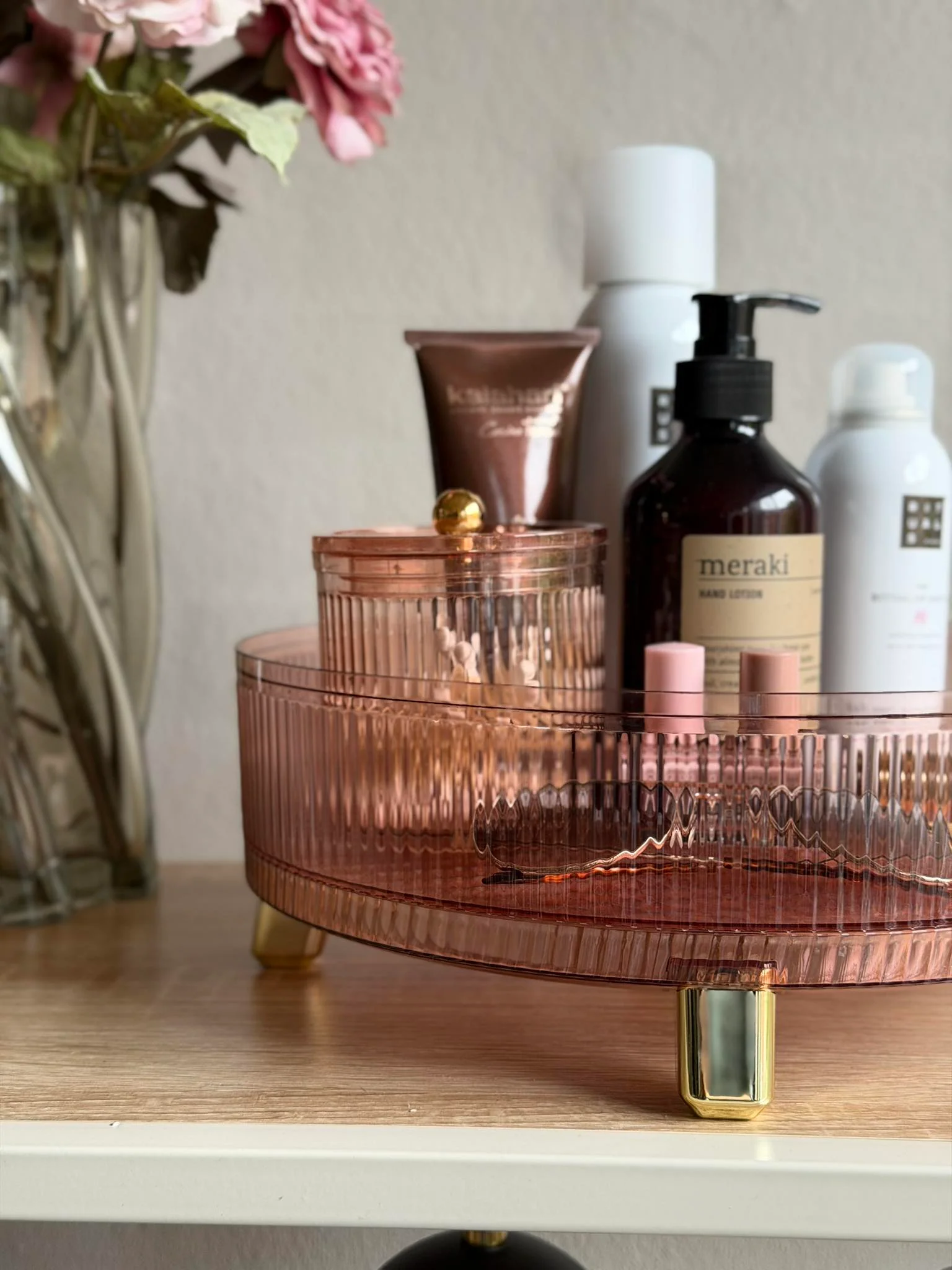 Rund Makeup organiser - Rosa