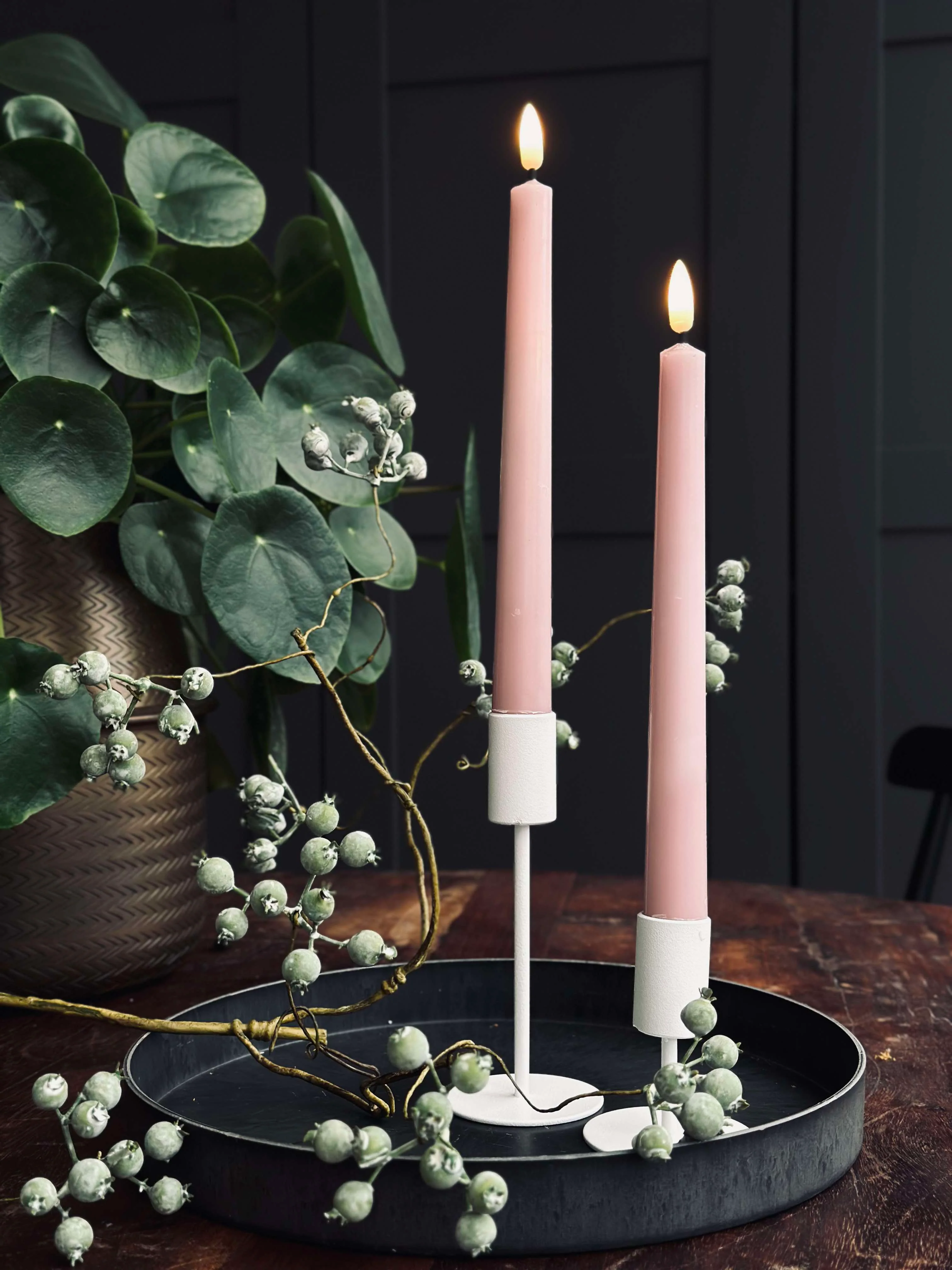 Stagelys / Sæt med 2 stk og fjernbetjening – Rosa 24 cm