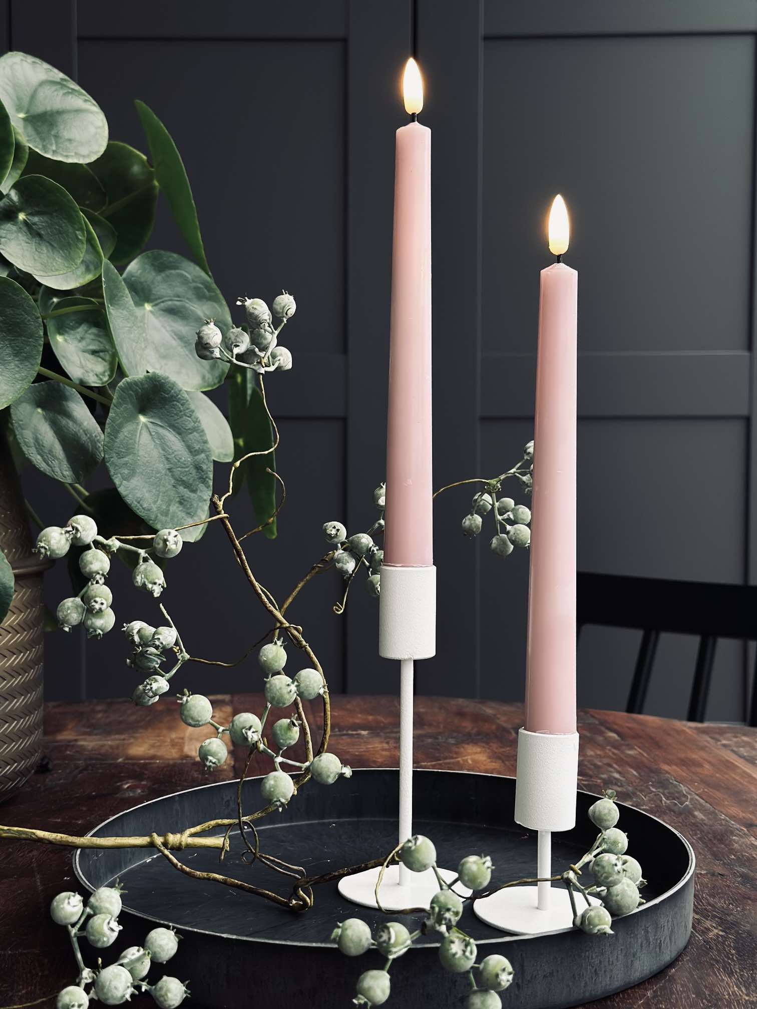 Stagelys / Sæt med 2 stk og fjernbetjening – Rosa 24 cm - Image 2