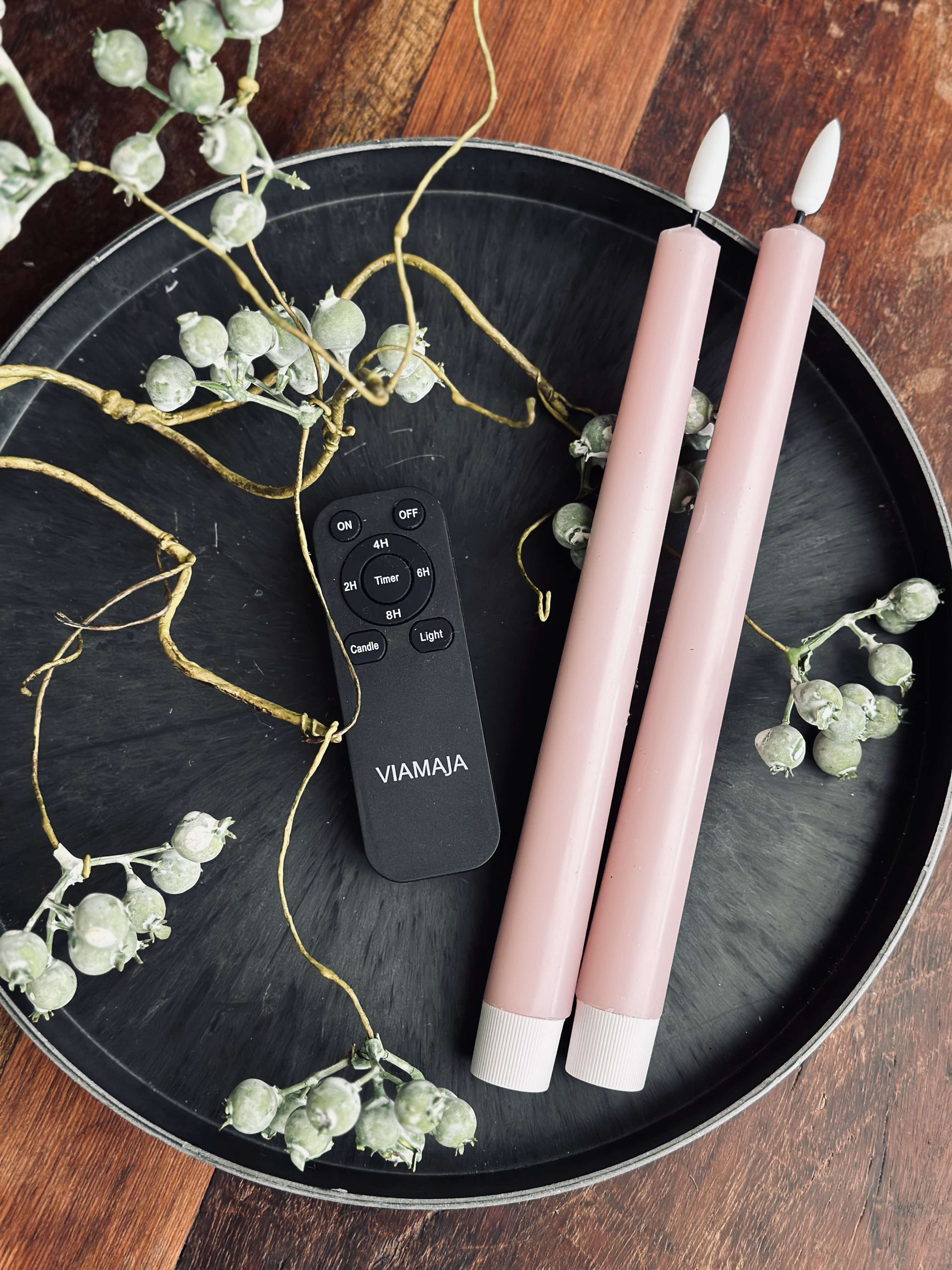 Stagelys / Sæt med 2 stk og fjernbetjening – Rosa 24 cm - Image 5