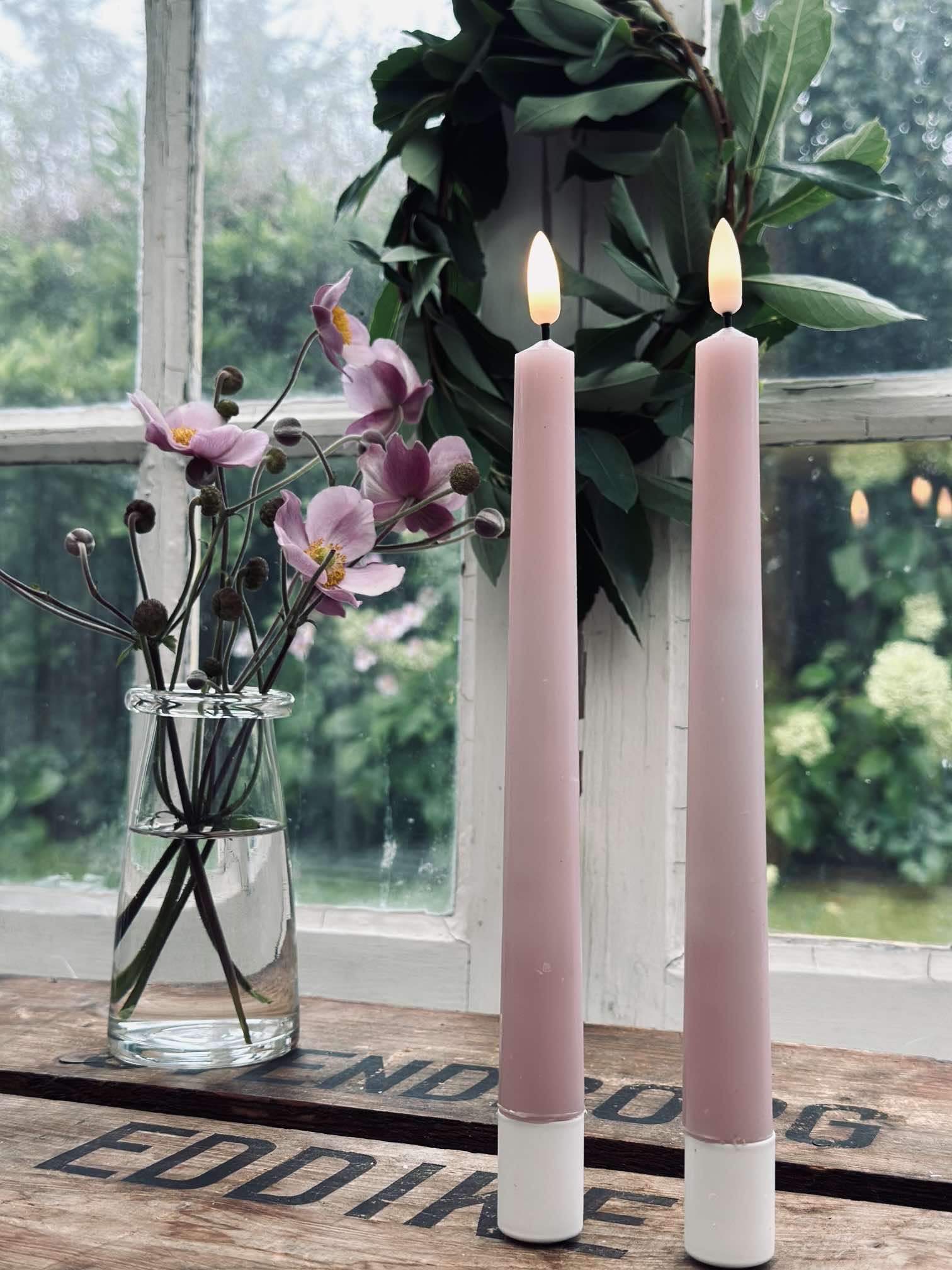 Stagelys / Sæt med 2 stk og fjernbetjening – Rosa 24 cm - Image 7