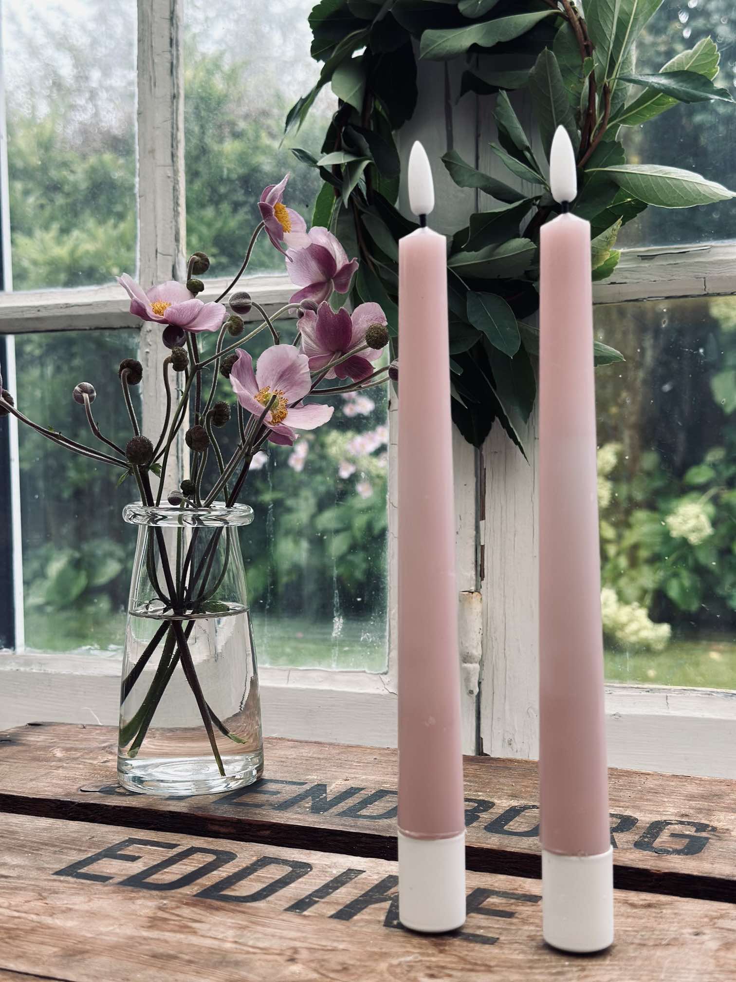 Stagelys / Sæt med 2 stk og fjernbetjening – Rosa 24 cm - Image 9