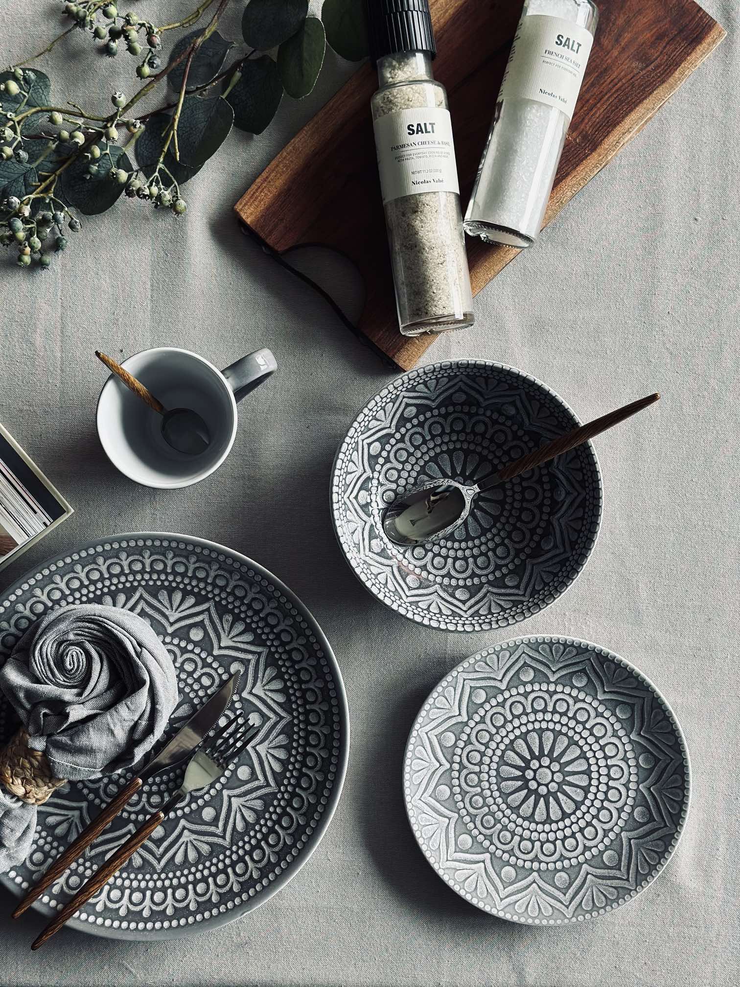 Tallerken India Stonewear 20cm - Grey - Image 10