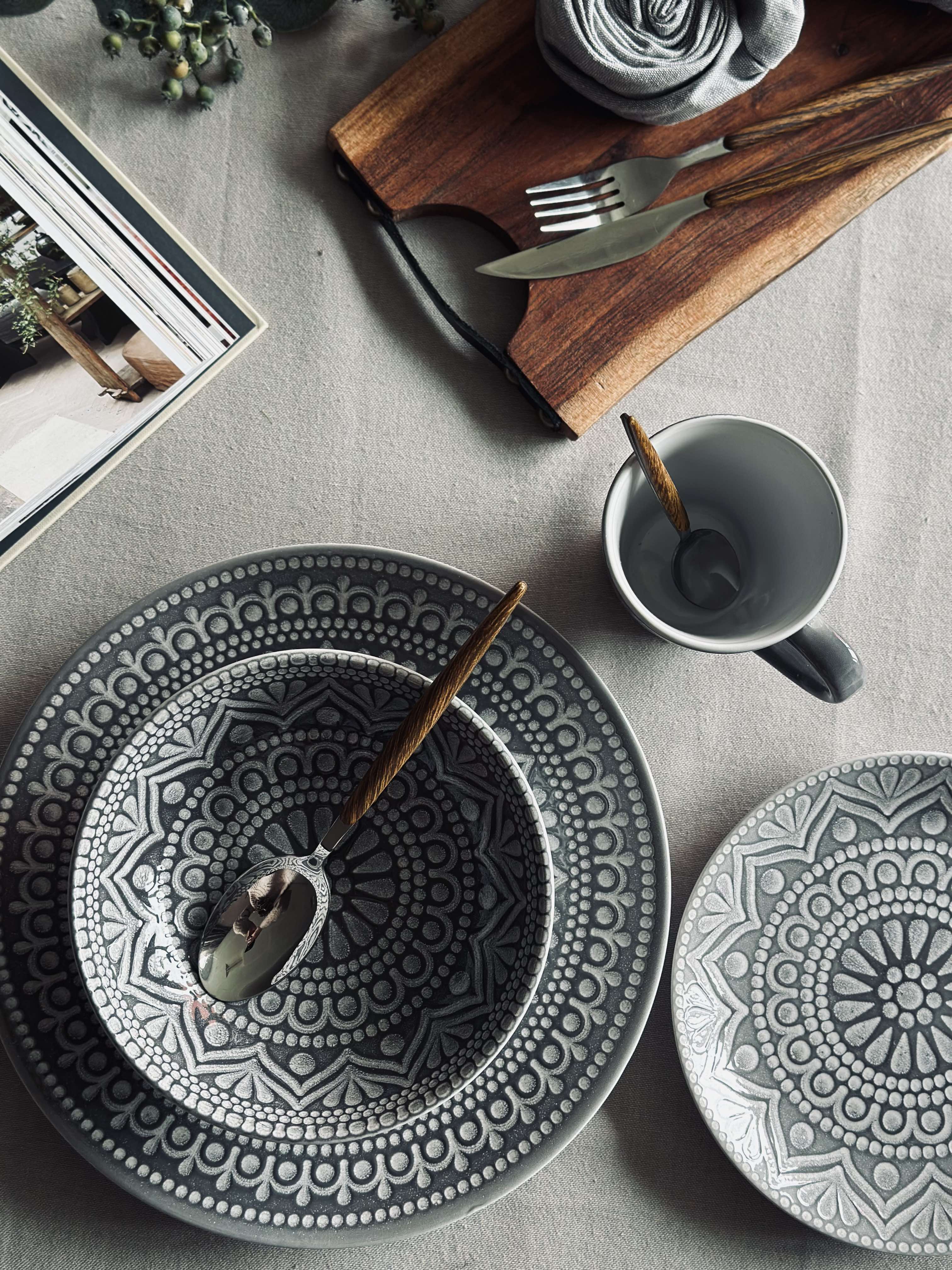 Tallerken India Stonewear 20cm - Grey - Image 7
