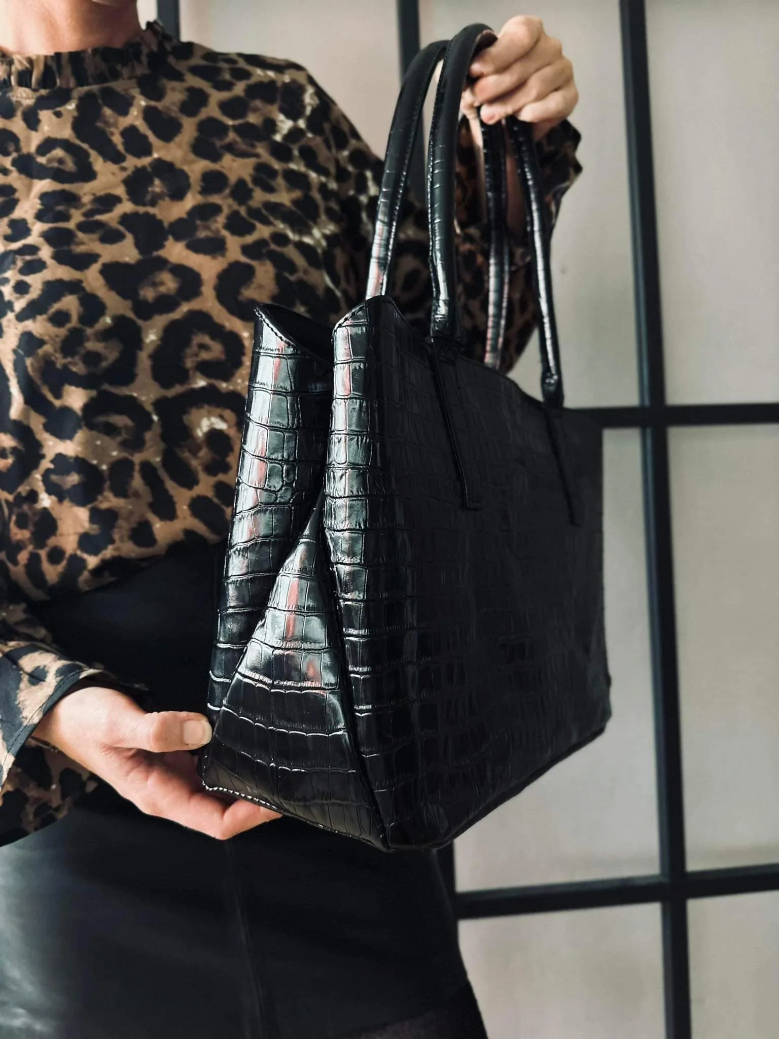 Taske Croco Black leather - Image 2
