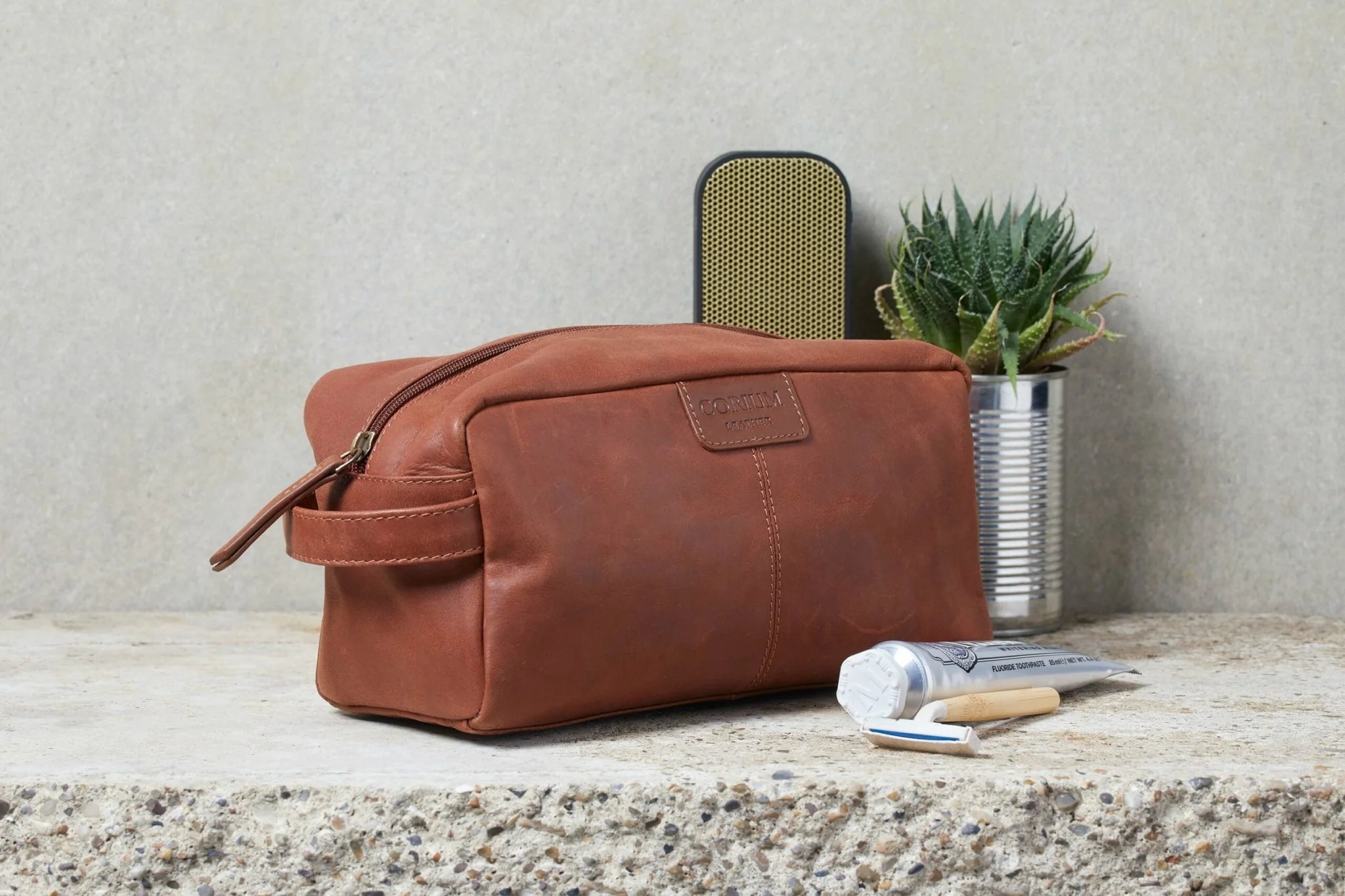 Toilettaske Cognac Leather