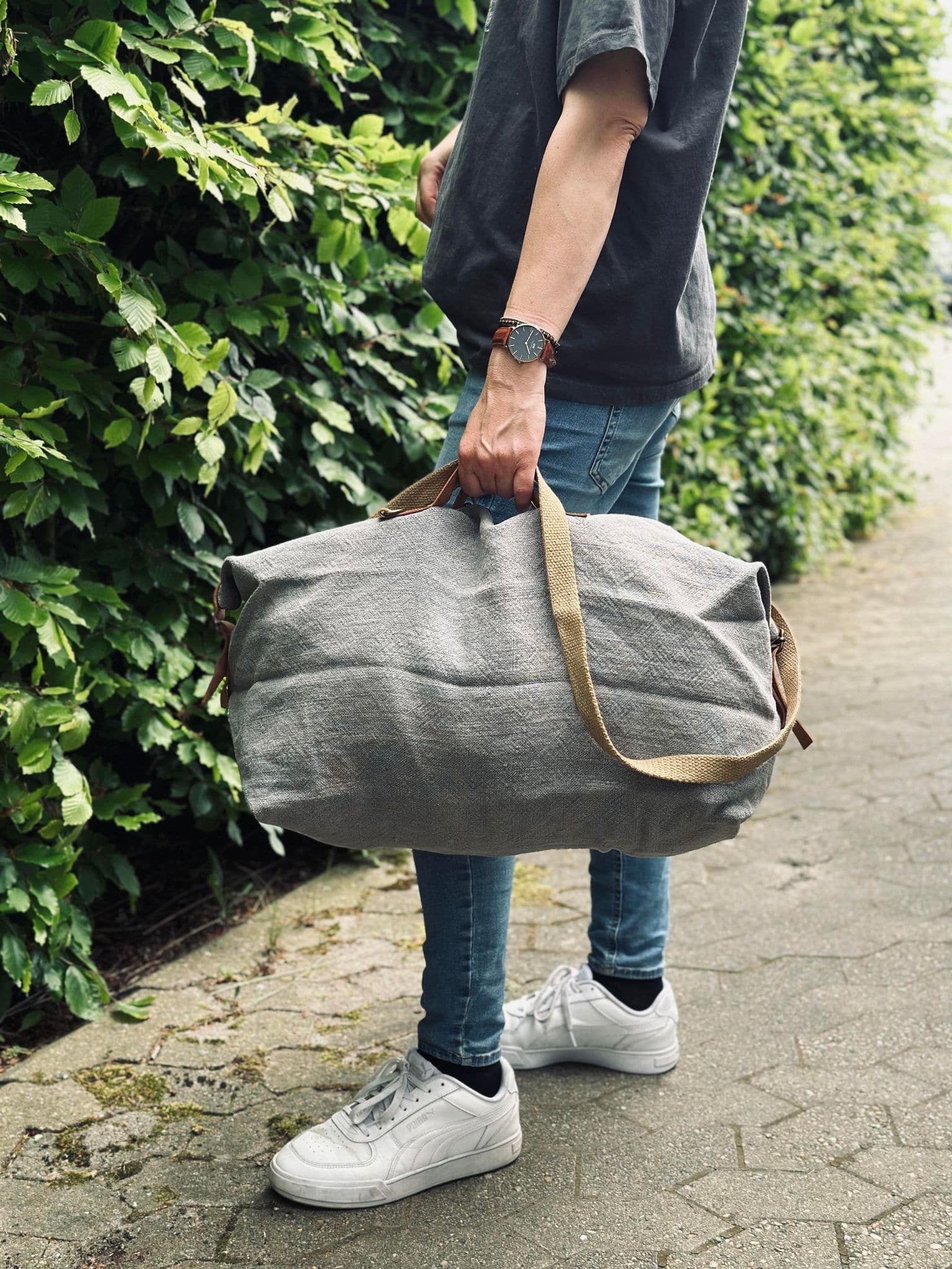 Weekendtaske - WASHED JUTE GREY