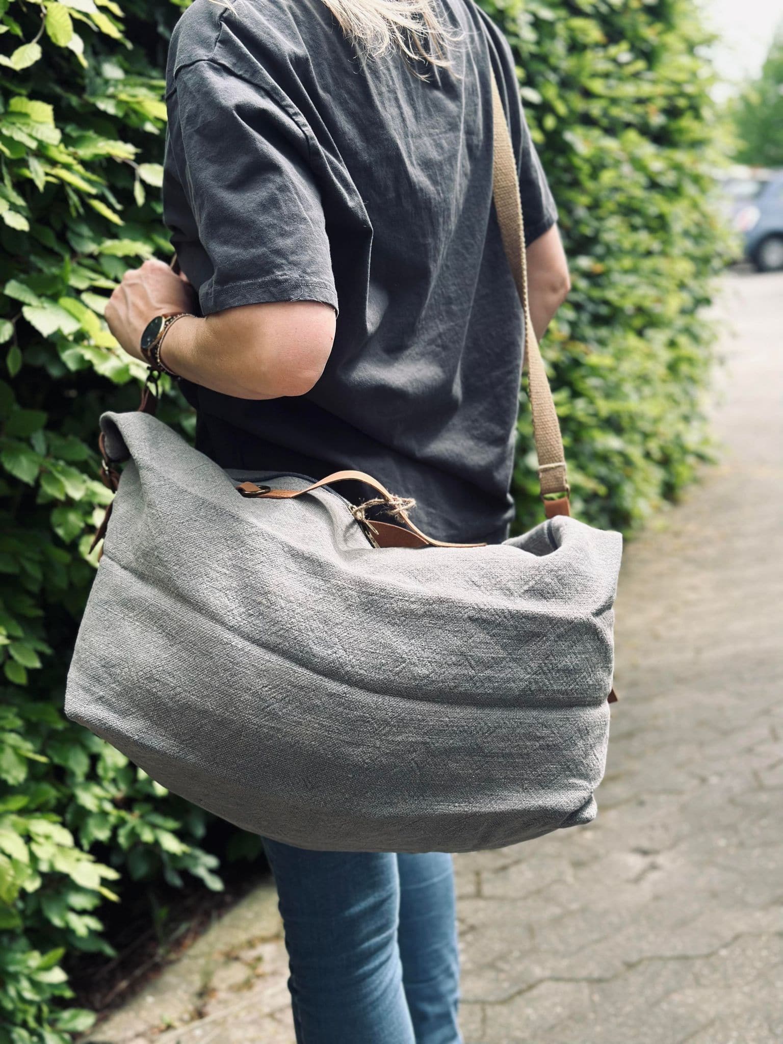 Weekendtaske - WASHED JUTE GREY - Image 2